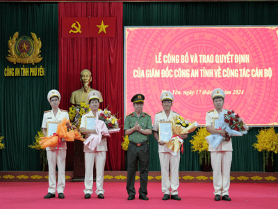 Công an Phú Yên công bố các quyết định về công tác cán bộ