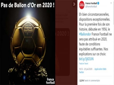 Ronaldo đón tin sốc: Hủy trao giải Quả bóng vàng 2020, nguyên nhân vì sao?